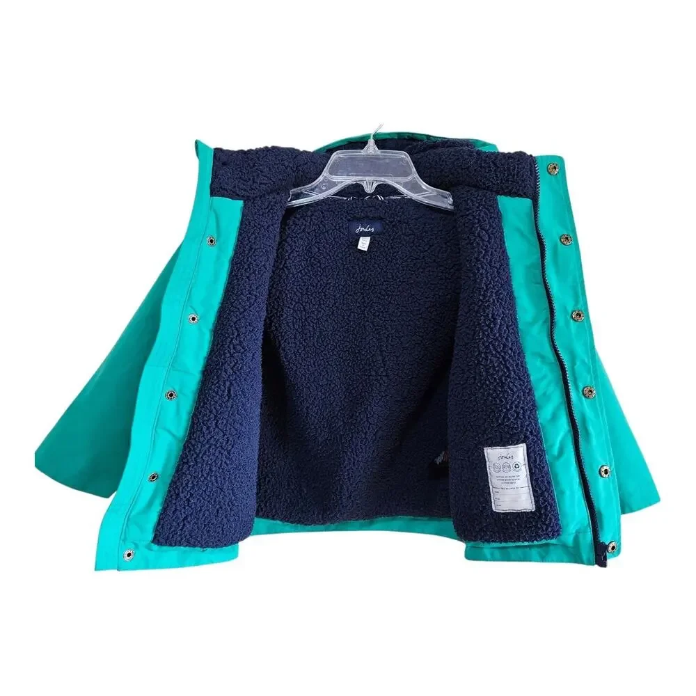 JOULES Boy's Size 6 Yr Morgan Dino Jacket Coat Hood Full Zip & Snap Fleece Lined